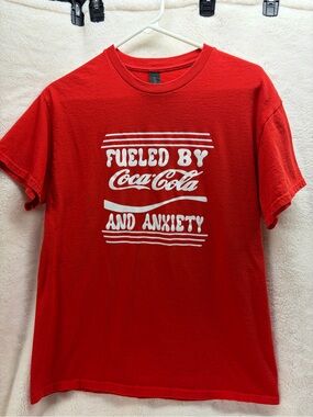 Gildan Red Short-Sleeve Graphic Tee - White Coca-Cola Print